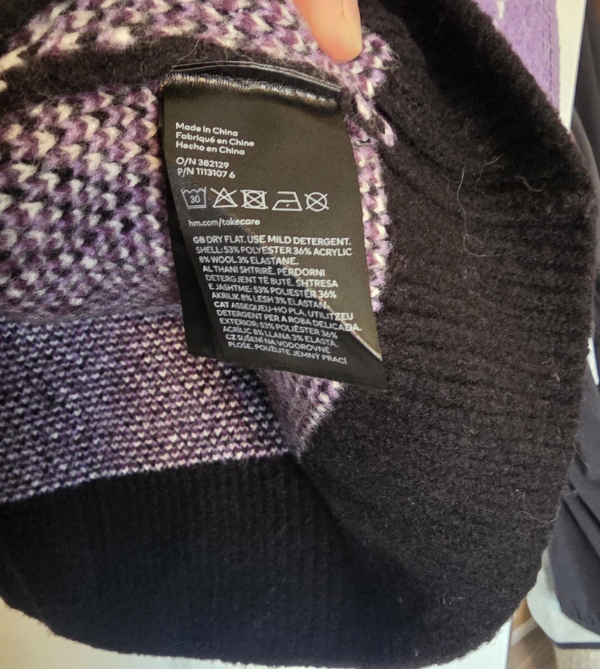 H&M Púrpura 💜 Cárdigan a Cuadros Para Hombre XL Grueso ¡Increíble Estado! ¡Cálido!  Foto 3 de 4