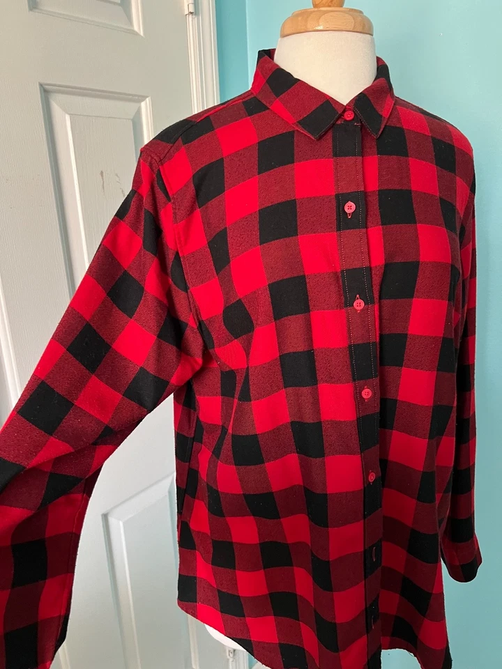 Camisa para mujer Banana Republic de franela a cuadros XL Foto 2 de 3