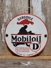 VINTAGE MOBIL PORCELAIN SIGN OLD LUBRICANT ADVERTISING PETROLIANA GAS PUMP PLATE on The Hot Collector