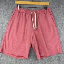 Fair Harbor The One Shorts Swim Trunks Lined Mens L Red 8" Inseam Pockets EUC
