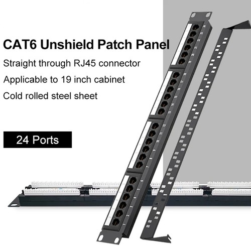 24 Ports CAT6 UTP RJ45 Patch Panel 19 Inch 1U Cable Frame Faceplate Rack9030 - Photo 2/8