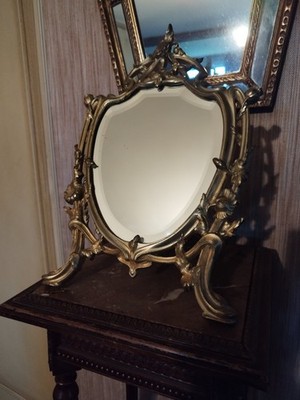 Art Nouveau laying mirror with beveled mirror