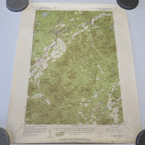 1953 USGS GEOLOGICAL AU SABLE FORKS NY NEW YORK Quadrangle 1:625 MAP VTG