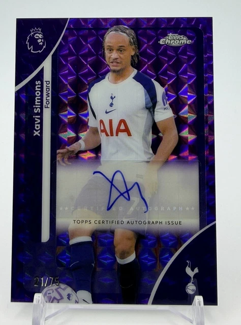 2025-26 Topps Chrome Premier League - Xavi Simons - Purple Auto /75 - Spurs