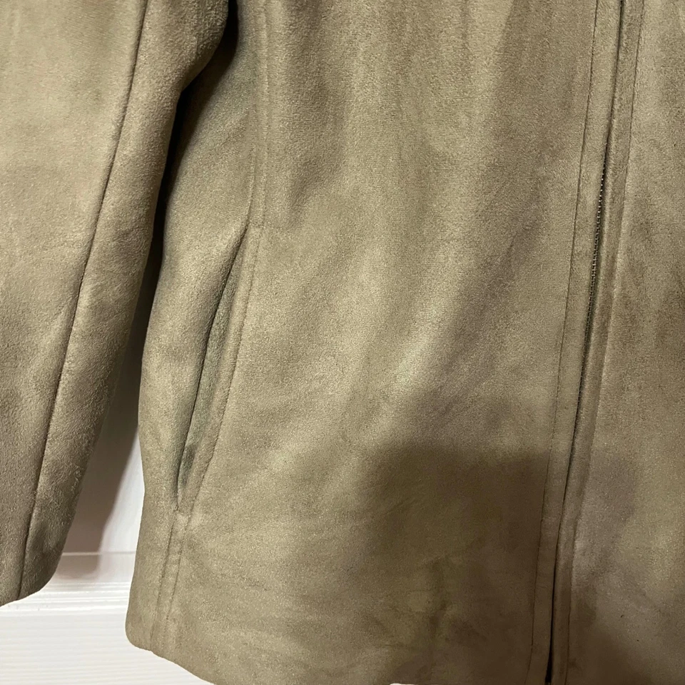 Juliet Michelle by Adler Faux Suede Zip Up Jacket Pale Sage Size M - Image 2 of 4