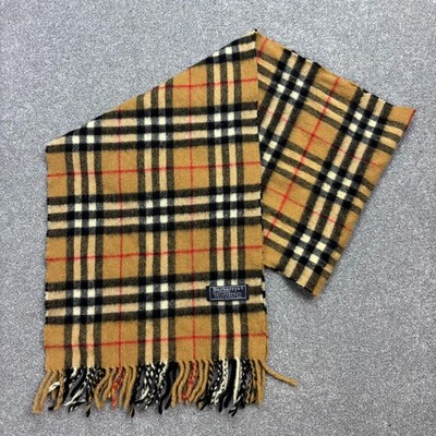 Burberry London Schal 54x11 cm Beige Nova Check 100% Lammwolle Made England