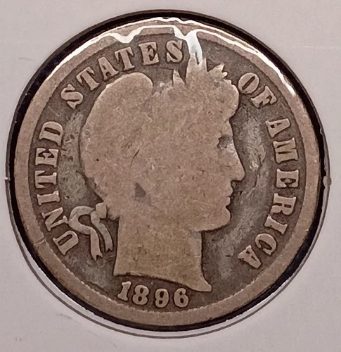 1896 BARBER DIME -- solid Good (G)
