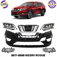 Front Bumper Cover Fascia & Grille Assembly Kit For 2017-2020 Nissan Rogue