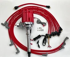 small female cap CHEVY 327 350 RED HEI DISTRIBUTOR + 8.5mm WIRES UNDER EXHAUST