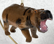 Realistic 5" Inch HIPPO Christmas Tree Ornament NEW! Hippopotamus Brown PVC