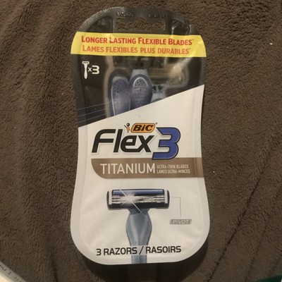 Bic Flex 3 Titanium Mens Disposable 3 Razors Ultra Thin Blades NEW