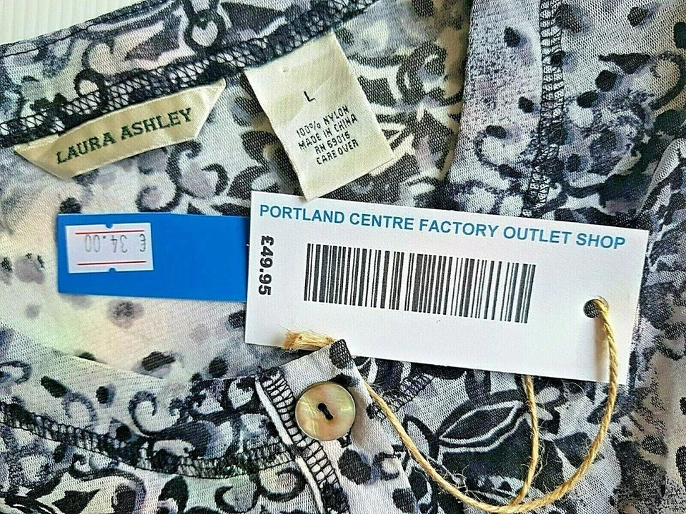 LAURA ASHLEY Womans Black & White L/S BLOUSE TOP Stretch - L - UK16 - EU44 - Image 3 of 4