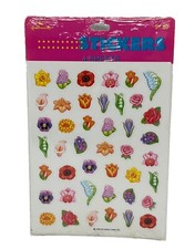 Vintage Hallmark Stickers Flowers Small Bright Colors 4 Sheets New 1990