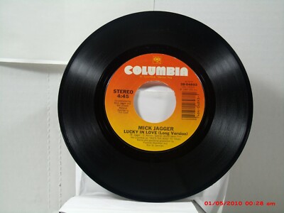 MICK JAGGER-(45)-LUCKY IN LOVE(LONG VERSION) / RUNNING OUT OF LUCK-COLUMBIA-1985