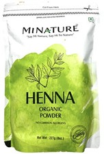 MiNature Henna Powder LAWSONIA INERMIS 100 Pure Mehandi Organic 227g exp 5/26