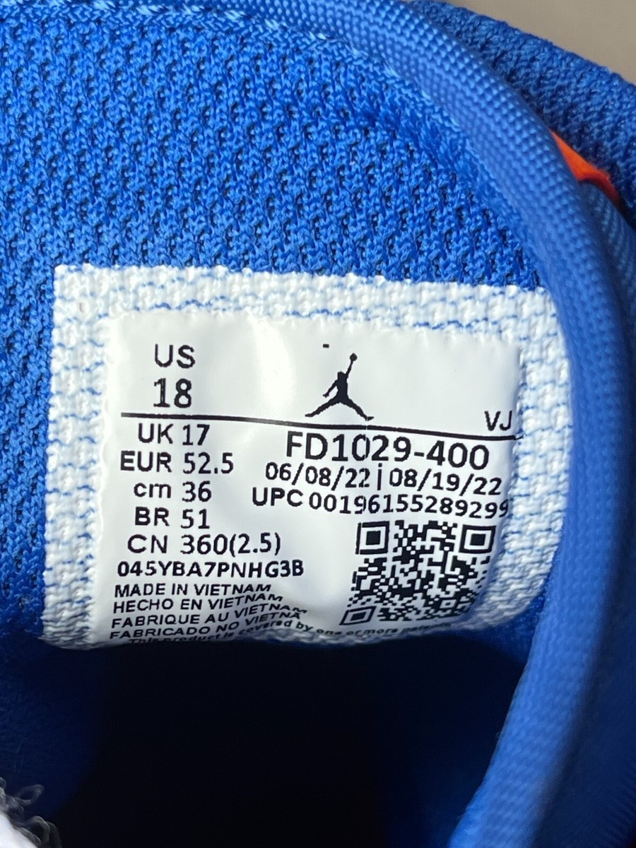 Nike AIR JORDAN MID Sz 18 Shoes Game Royal Blue Rush Orange FD1029-400  Sneaker