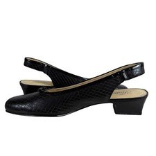 Trotters Women's DEA Slingback Sandal - Black Cap-Toe Pump With Low Block Heel, Size 8.5 WW