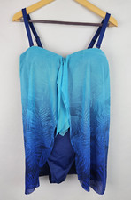 Lauren Ralph Lauren Womens One Piece Swimsuit Sze 16 Blue Flowy Swimsuit Swim