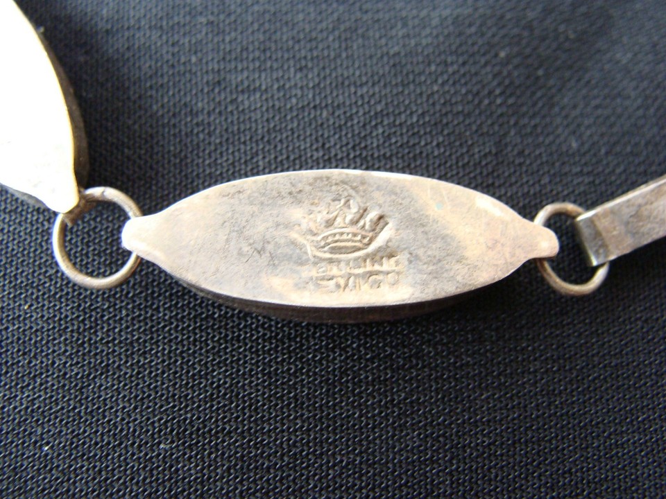 Antique bracelet… early century Mexican sterling silver & abalone…crown