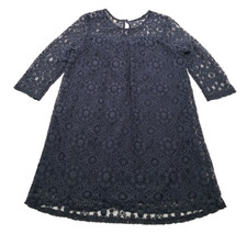Monteau LA Navy Blue Lace Crochet Overlay Dress Size L Whimsigoth Dark Feminine