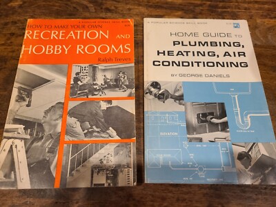 PAIR OF VINTAGE POPULAR SCIENCE SKILL BOOKS PLUMBING HEATING AND AC AND 