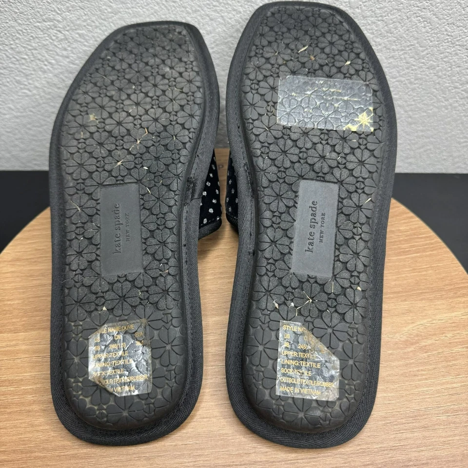 Zapatillas de casa Kate Spade New York para mujer de terciopelo negro a lunares talla 8B Foto 2 de 4