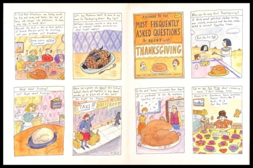 1992 Thanksgiving FAQ Vintage PRINT ART Humor Illustrated Questions Answers - Picture 1 of 4