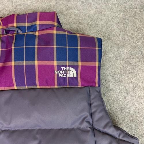 North Face Womens Vest Large Purple Plaid Puffer Down Jacket Coat 550 Hiking Top - Picture 8 of 12