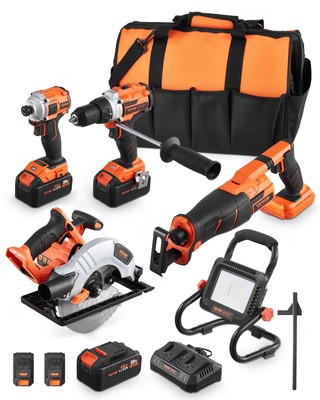 20V Brushless 5PCS Cordless Combo Kit w/ 4Ah Batteries Impact Drill Driver Saw