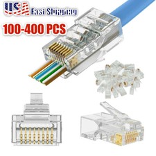 100-400X RJ45 Pass Through Modular Plug Network Cable Connector 8P8C CAT6 CAT5