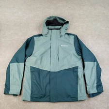 Columbia 3 in 1 Interchange Jacket Men Large Green Omni-Tech Hooded Liner Fleece