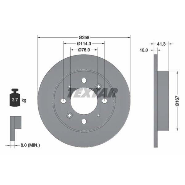 Textar 2X Bremsscheibe Hinten Ø258 Mm FüR KIA Cerato LD 1.6 2.0 Crdi 1.5-image