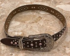 Nocona Belt Company Nocona Youth Girls Sz 26 Rhinestone/Heart Concho Belt
