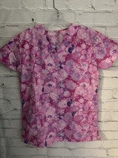 Unbranded Pink Snowflake Themed Scrub Top Women's Size XS