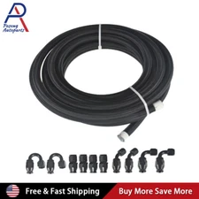 4/6/8/10AN Nylon Braided PTFE Fuel Line 16FT + 10 Fittings Hose Kit E85 Black 