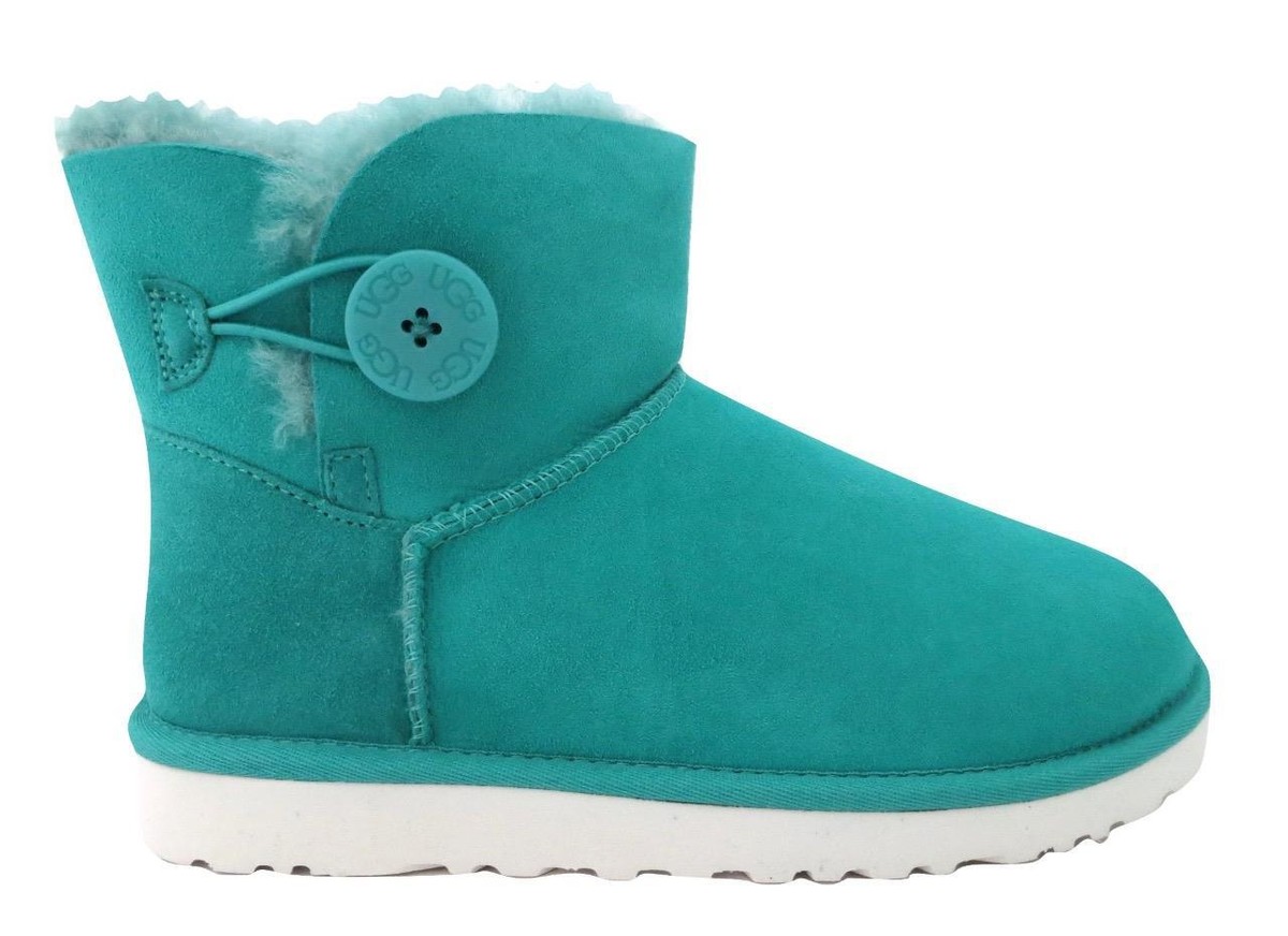 New NIB Ugg Classic Mini Bailey Button Boots Neon Jade Green w