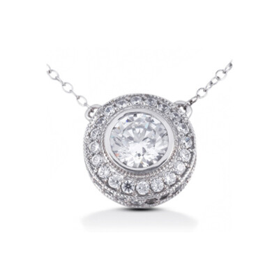 0,72 Karat D VS2 Rundschliff natürliche zertifizierte Diamanten Platin Halo Anhänger