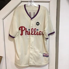 Majestic Roy Halladay Phila Phillies stiched Jersey, W/Harry Kalas patch Size 50