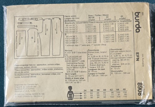 1980s Jumpsuit Sundress Smock Dress Gathered Yoke Sewing Pattern Burda 8908 - Picture 3 of 3
