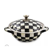 MacKenzie-Childs Courtly Check Enamel Medium Casserole Dish + Lid Checkerboard