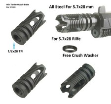 Compact Low Concussion 1/2x28 TPI Muzzle Brake Compensator W Washer For 5.7x28