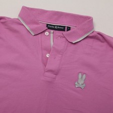 Psycho Bunny Men's Pink Polo Shirt Size 5 L Large Pique Knit Embroidered Logo