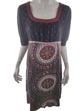 CONTAINER Damen Elegantes Kleid Gr. L Schwarz Rayon Kurzer Ärmel