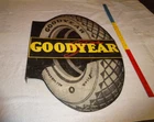 VINTAGE GOODYEAR TIRES & WINGED FOOT 30" METAL TIRE, GASOLINE & OIL FLANGE SIGN!