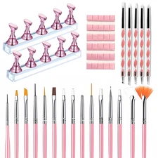 Nail Art Tools Set – 15 Nail Art Brushes + 5 Dotting Pens with Nail Stand Holder
