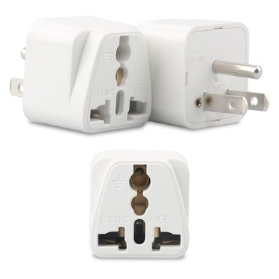 Universal Travel Adapter for USA - UK, India, Europe to US Plug Converter, 3