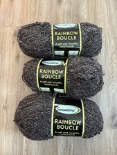 3 Skeins Sensations Brown Rainbow Boucle Yarn - 11oz Each