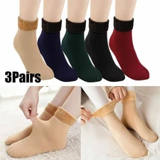 Women Winter Cozy Fuzzy Sherpa Fleece-lined Warm Thermal Slipper Socks 3 Pairs