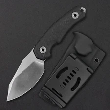 Kunwu Knives Stiffy D Fixed Knife 3.5" VANADIS4 Steel Blade Black Micarta Handle