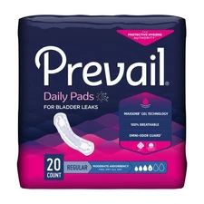 Prevail Daily Incontinent Pad 9-1/4" L Regular Length Moderate 180 Ct